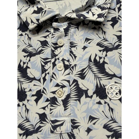 GFORE Polo Shirt Mens XL Blue White Palm Leaf Golf Performance Lightweight Print - Picture 6 of 11